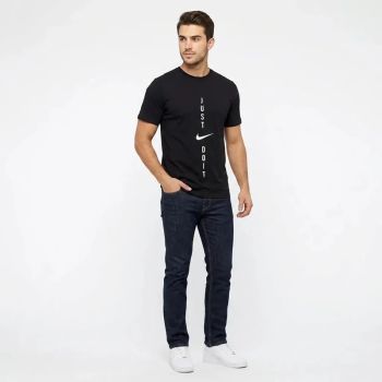 تیشرت یقه گرد مردانه طرح Just Do It مشکی نخ پنبه صد در صد مناسب ورزش و دورهمی