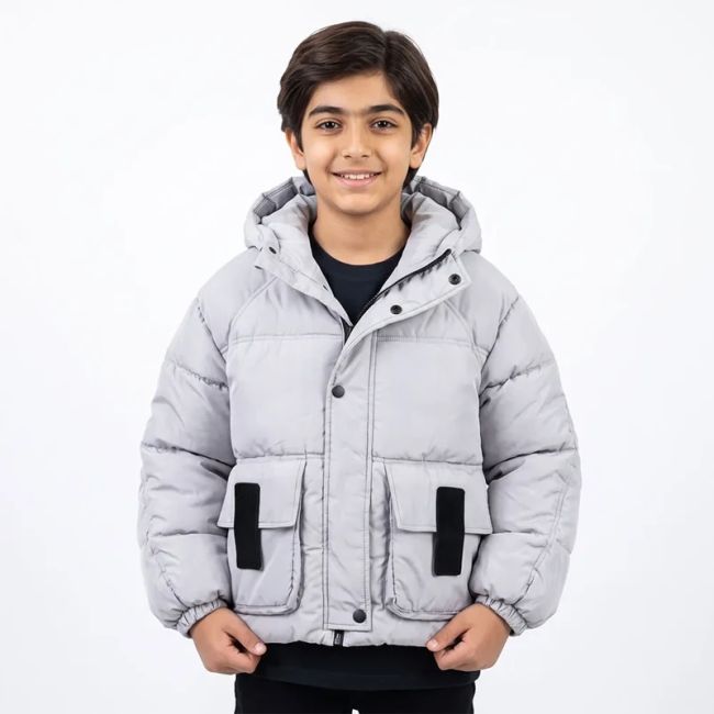 کاپشن باکسی پسرانه طوسی