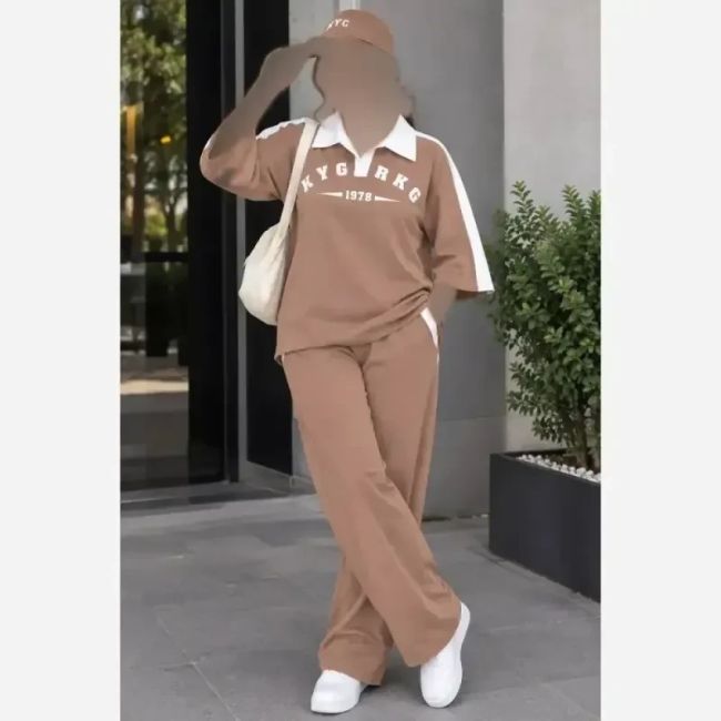 ست شومیز شلوار مارال یقه دار دو جیب آستین سه ربع