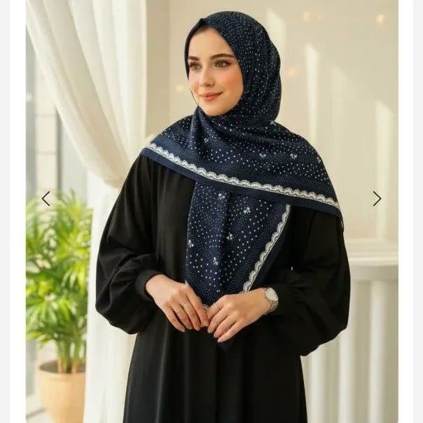 روسری سوپر نخ طرح رزین قواره 110 منگوله دار دور دوخت میس رز