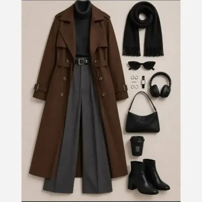 ترنچ کت پاییزه زنانه جنس کتان تی سی سایز 36 تا 50 قد 120