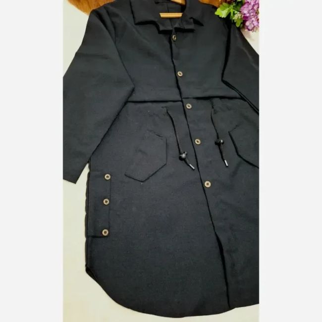 مانتو دانشجویی کمربند دار جنس پرشین پرومکس فری سایز