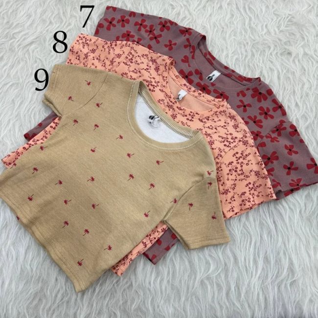 کراپ طرحدار H&M کد 1072 سایز S, M, L, XL, XXL قد 40 سانت بدون آبرفت و چروک