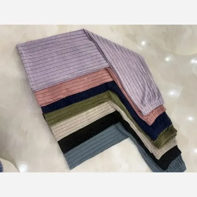 شلوار حوله ای نگین دار مخمل حوله ای وارداتی فری سایز 38 تا 50 قد 100