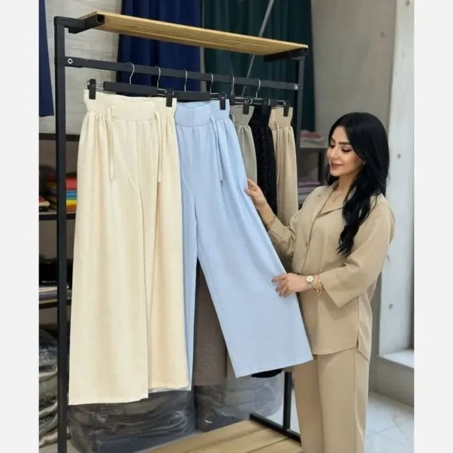 شلوار زنانه فول نگین شانتون صبورا مشکی فری سایز