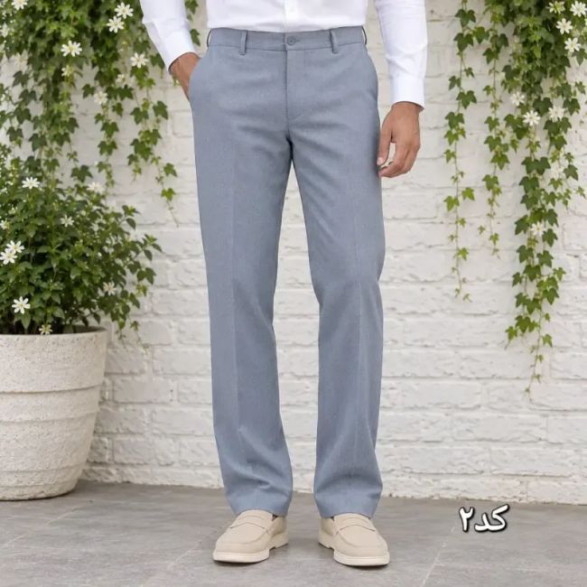 شلوار پارچه ای مردانه راسته کلاسیک نخی پارچه f رنگ ثابت سایز 42 تا 54