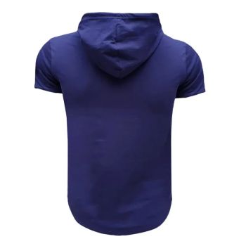 تیشرت کلاه دار مردانه سورمه ای طرح ولوو مدل W465Z جنس نخ اعلا سایز L XL 2XL