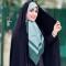 روسری نخی کاستوم طرح کاملیا قواره 110 کرم قهوه ای سبز