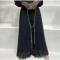 شلوار پلیسه گیپور زنانه مشکی آستردار سایز 38 تا 48