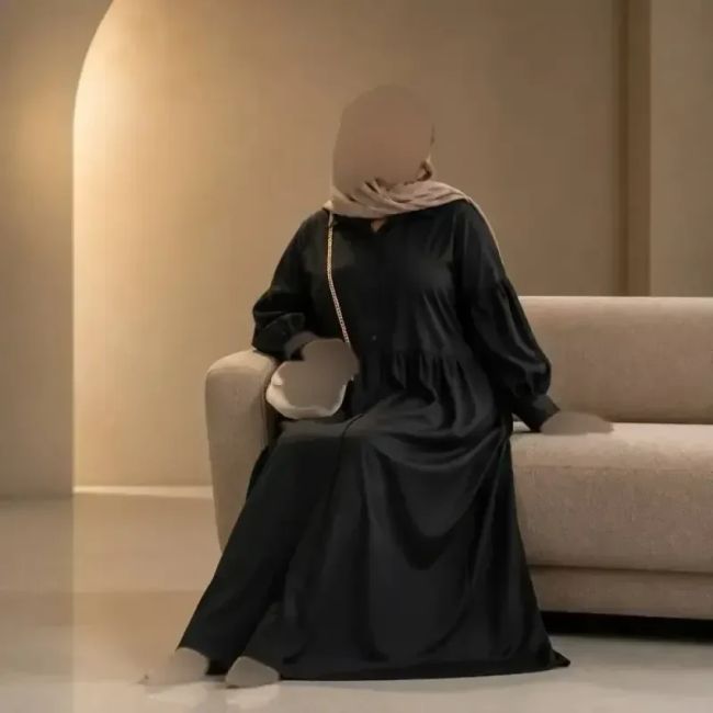 مانتو بلند سایز بزرگ زنانه جنس داکرون مشکی قد 120