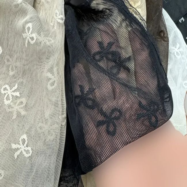 شال توری پاپیونی دور دانتل مناسب استفاده روزمره قواره 185 در 63 سانت