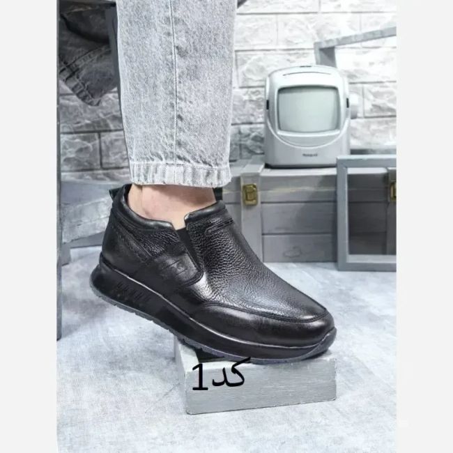 کفش مردانه تمام چرم طبیعی گاوی ترک مشکی عسلی