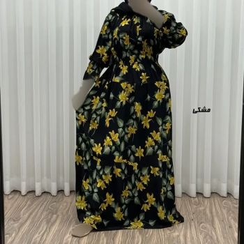 پیراهن ساحلی نخی زنانه و دخترانه مدل پامچال فری سایز مناسب تا سایز 50