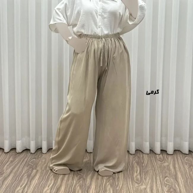 شلوار نخی زنانه راحتی فری سایز مناسب تا سایز 50 قد 107