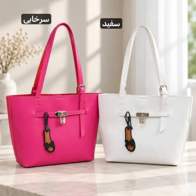 کیف زنانه چرم مصنوعی ابعاد 40 در 27 سانتیمتر