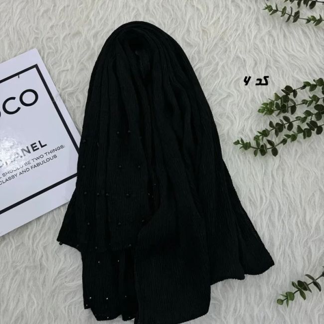 شال نخی مشکی قواره بزرگ 90 در 200 سانتیمتر بدون سُر خوردن و چروک شدن