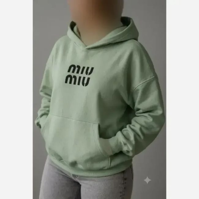 هودی زنانه دورس داخل کرکی طرح miumiu فری سایز