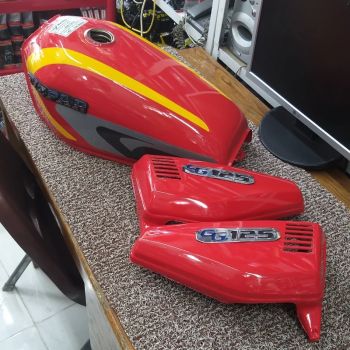 باک موتور سیکلت هندا تیز پر اصل شرکتی کیفیت درجه 1 گوجه ای کاستوم خط زرد 