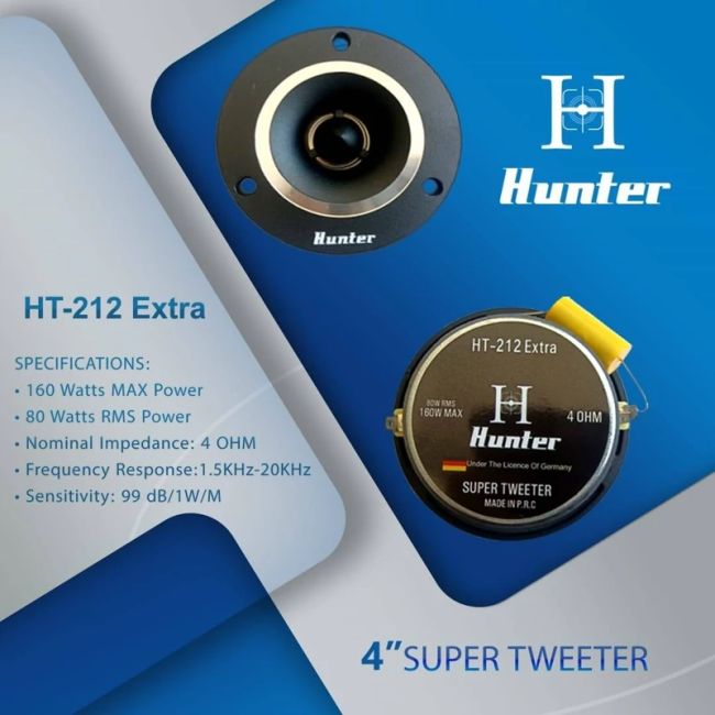 سوپر تویتر هانتر مدل HT212 Extra سایز 4 اینچ ظرفیت 80 وات