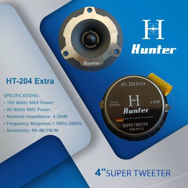 سوپر تویتر هانتر مدل HT-204 Extra سایز 4 اینچ ظرفیت 80 وات