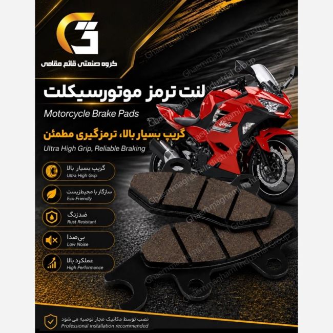 لنت دیسکی ترمز جلو موتور سیکلت کد 1009 مناسب برای کاوازاکی نینجا 250 KAWASAKI NINJA 248 N SE 2023 ABS کویر موتور