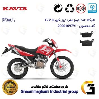 لنت دیسکی ترمز عقب موتور سیکلت  کد 1037  مناسب برای تریل کویر تی 2 230 KAVIR T2 کویرموتور