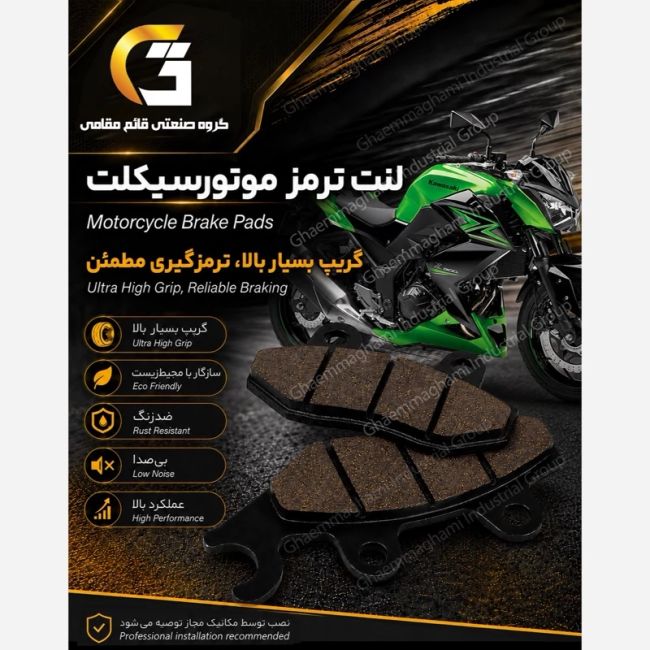 لنت دیسکی ترمز جلو موتور سیکلت کد 1009 مناسب برای کاواساکی (کاوازاکی) زد 250 Kawasaki Z 248 N ABS 2024 کویر موتور