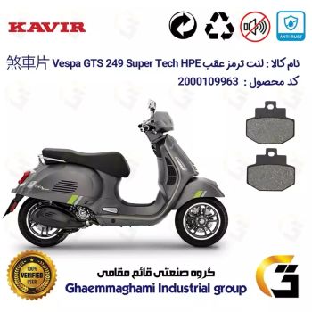 لنت دیسکی ترمز عقب موتور سیکلت  کد 1123 مناسب برای پیاجیو وسپا جی تی اس 250(300) Vespa GTS 249 Super Tech HPE کویر موتور
