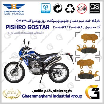 پک اقتصادی لنت ترمز جلو و عقب موتور سیکلت کد SC0824009010 مناسب برای تریل پیشرو گلد 250 PISHRO GOLD QM 249 همراه سیکلت