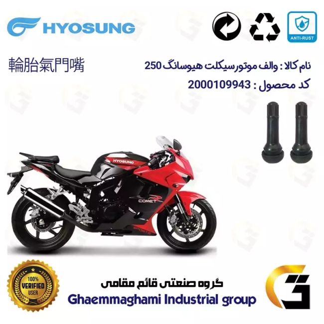 والف لاستیکی موتورسیکلت کد 9002 مناسب برای هیوسانگ 250 کویرموتور بسته دو عددی