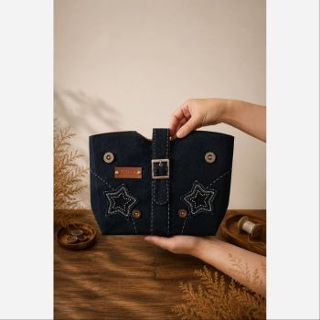 کیف جین دست دوز دوشی زنانه